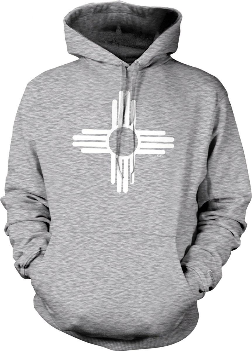 Zia Sun Symbol Hoodie - New Mexico Cozy Double Ply Hooded Sweatshirt