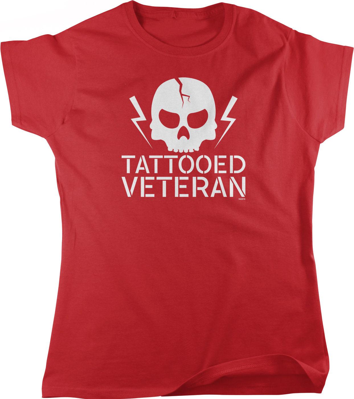 Tattooed Veteran T-Shirt – Support Our Troops Shirt | Patriotic Women's Tee, Full Cut Fit