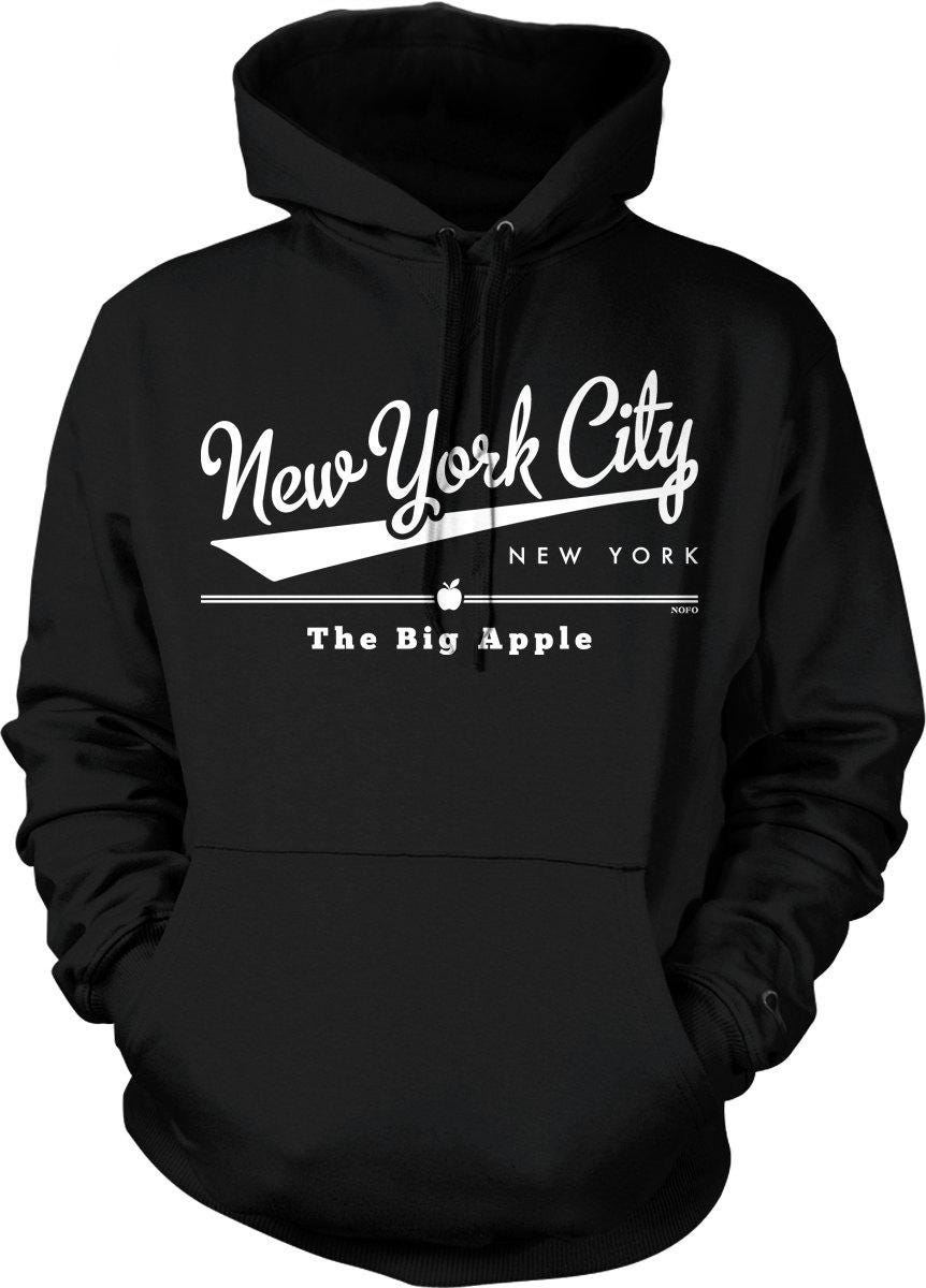 Big Apple Hoodie - NYC City Sweatshirt With Cotton Blend Fabric & Pouch Pocket