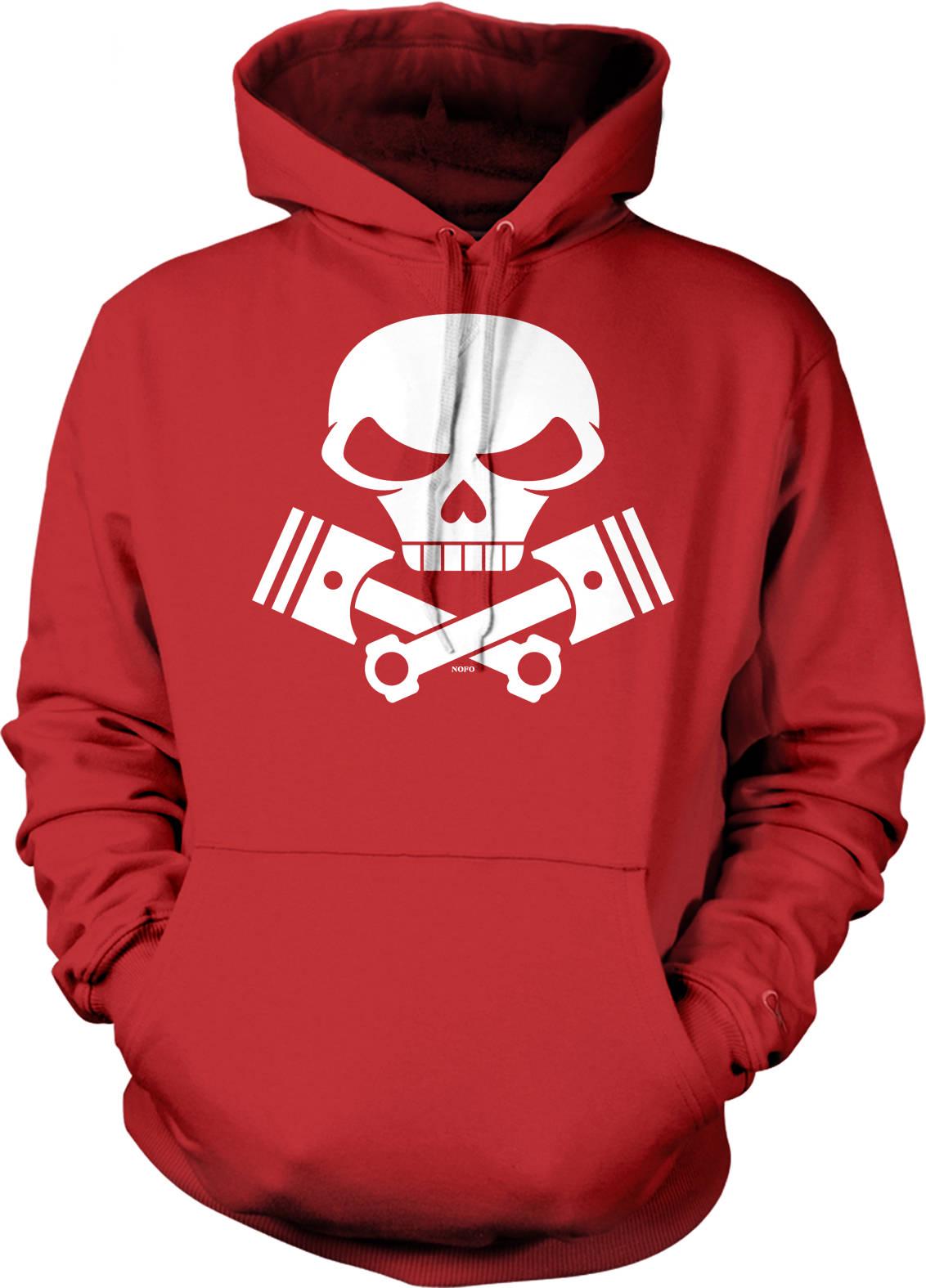 Motorcycle Engine Hoodie - Skull and Pistons Sweatshirt With Durable Cotton Blend