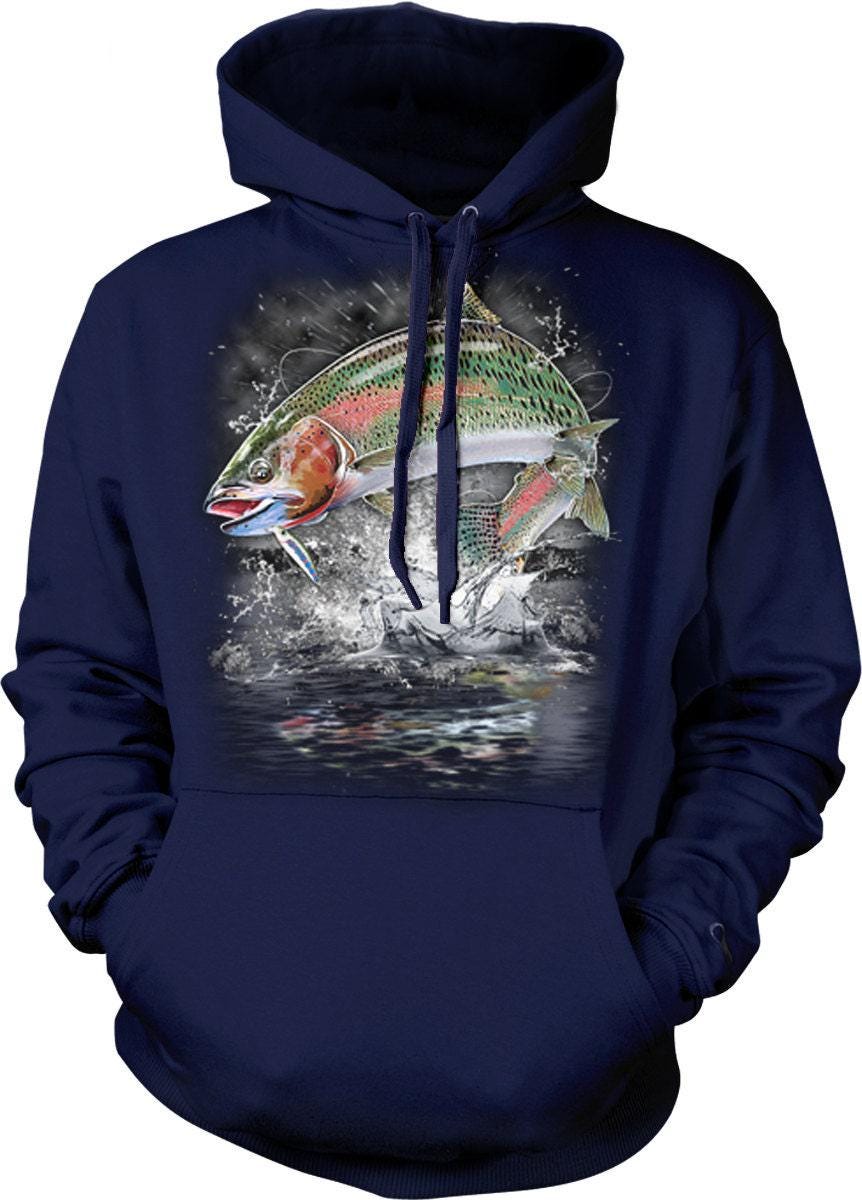 Rainbow Trout Hoodie - Cozy Fly Fishing Sweatshirt With Pouch Pocket & Durable Seams