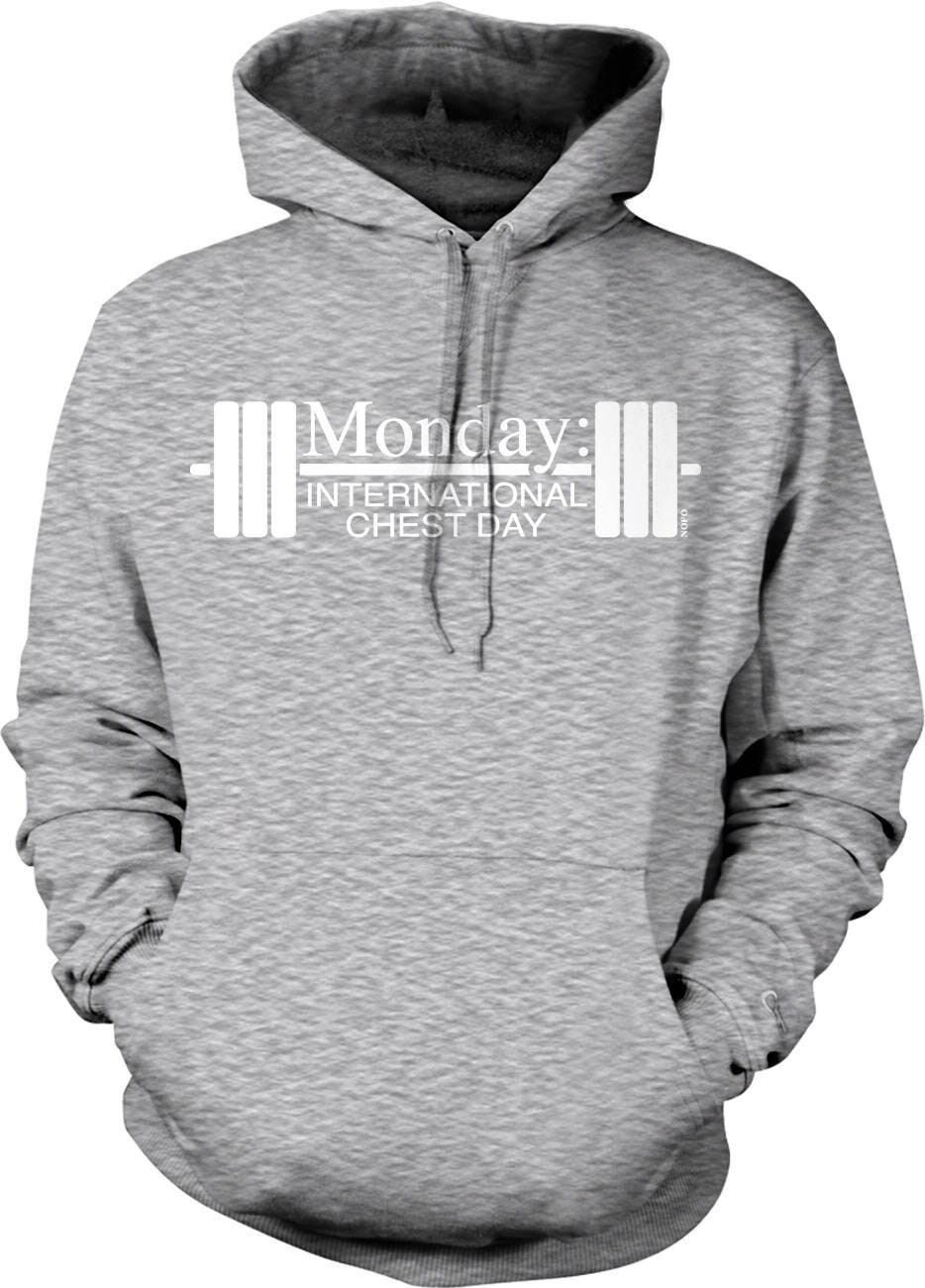 Chest Day Hoodie – Workout Hooded Sweatshirt With Double Ply Hood & Pouch Pocket