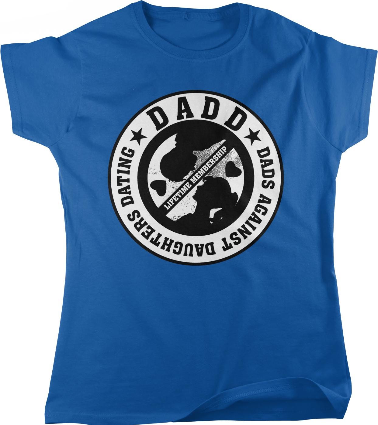 A blue t-shirt with a circular logo that says "DADDY" and "LIFETIME MEMORIAL" around the edge.