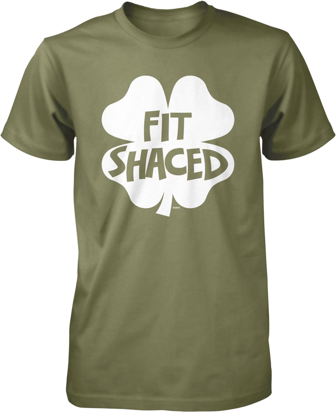 A green t-shirt with a white graphic design that says "Fit Shaced" in bold letters.