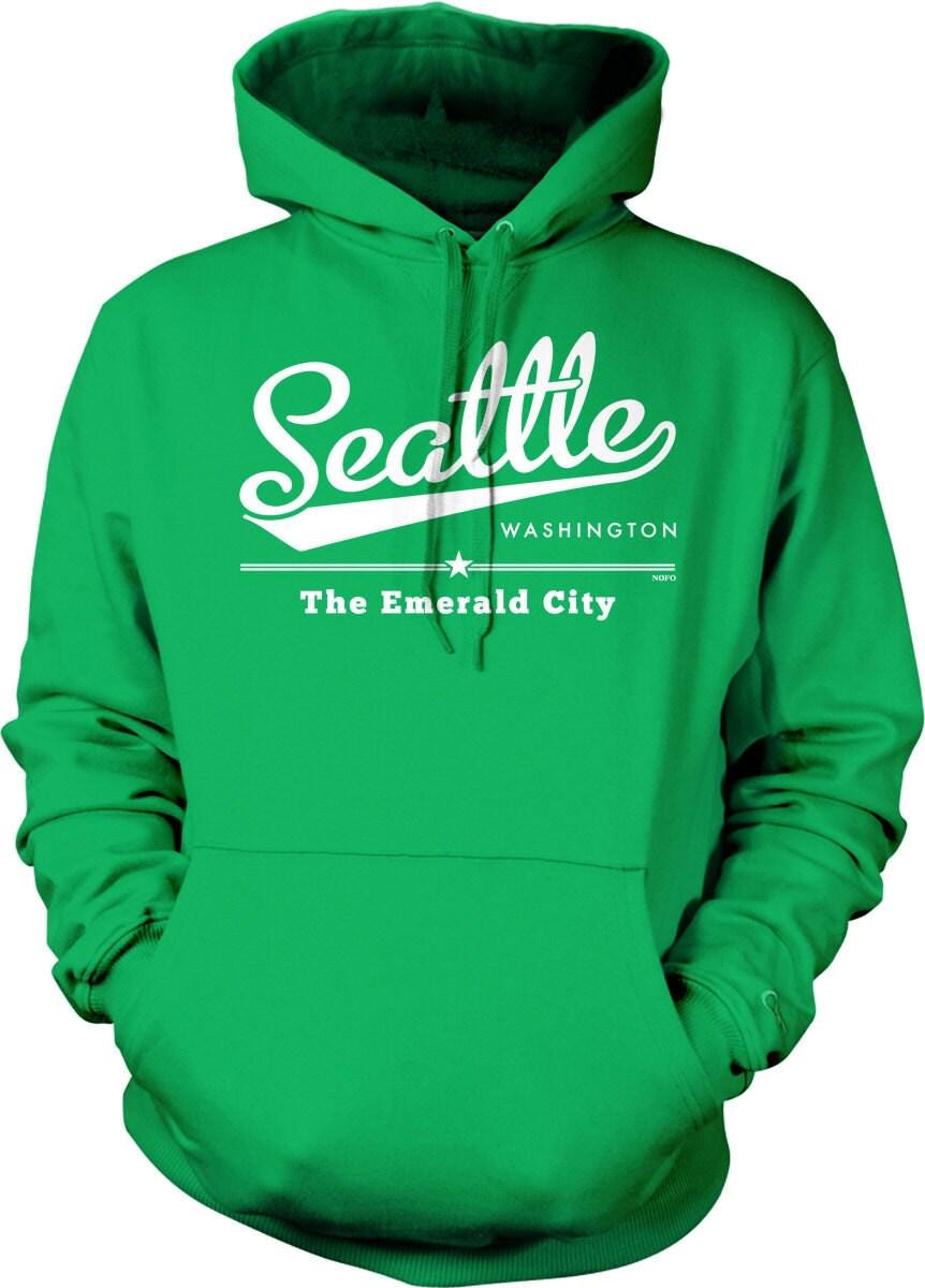 Emerald City Sweatshirt - Seattle Hoodie With Pouch Pocket & Double Ply Hood