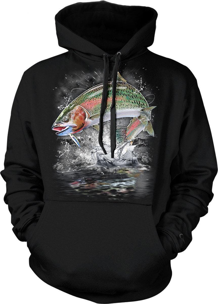 Rainbow Trout Hoodie - Cozy Fly Fishing Sweatshirt With Pouch Pocket & Durable Seams