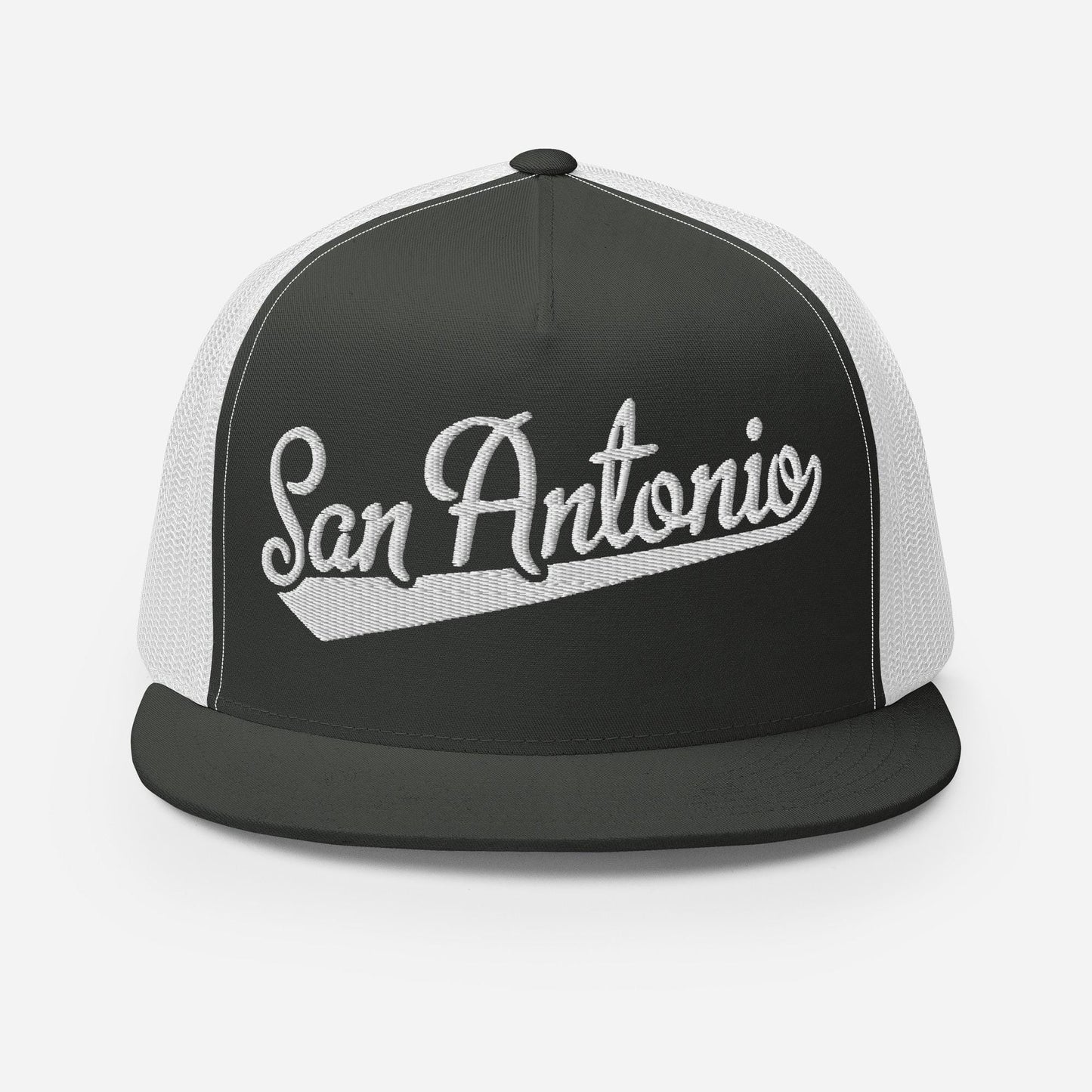 Snapback Trucker Hat - San Antonio Baseball Font Cap | Adjustable Flat Visor