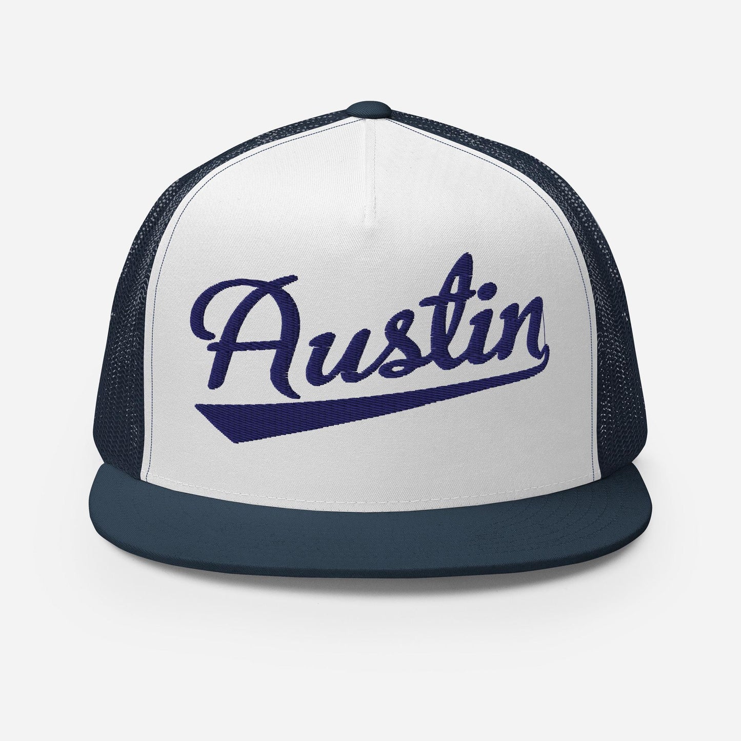 Austin Snapback Hat - Five Panel Trucker Cap with Custom Thread Colors & Flat Bill