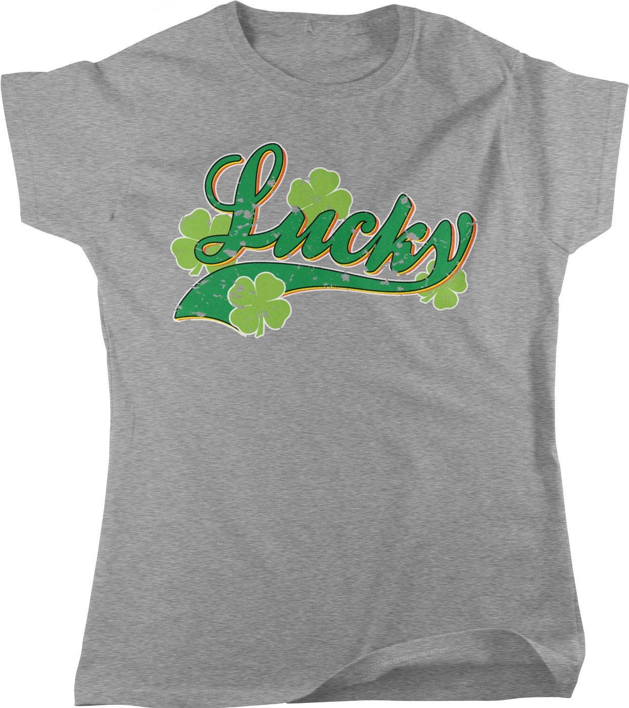 St Patricks Day Shirt - Women's Shamrock Tee With Four Leaf Clover Design