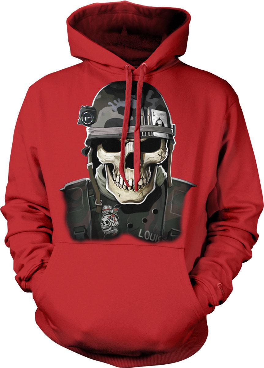 Military Skull Hoodie - Ace of Spades Sweatshirt | Veteran Gift & Durable Cotton Blend