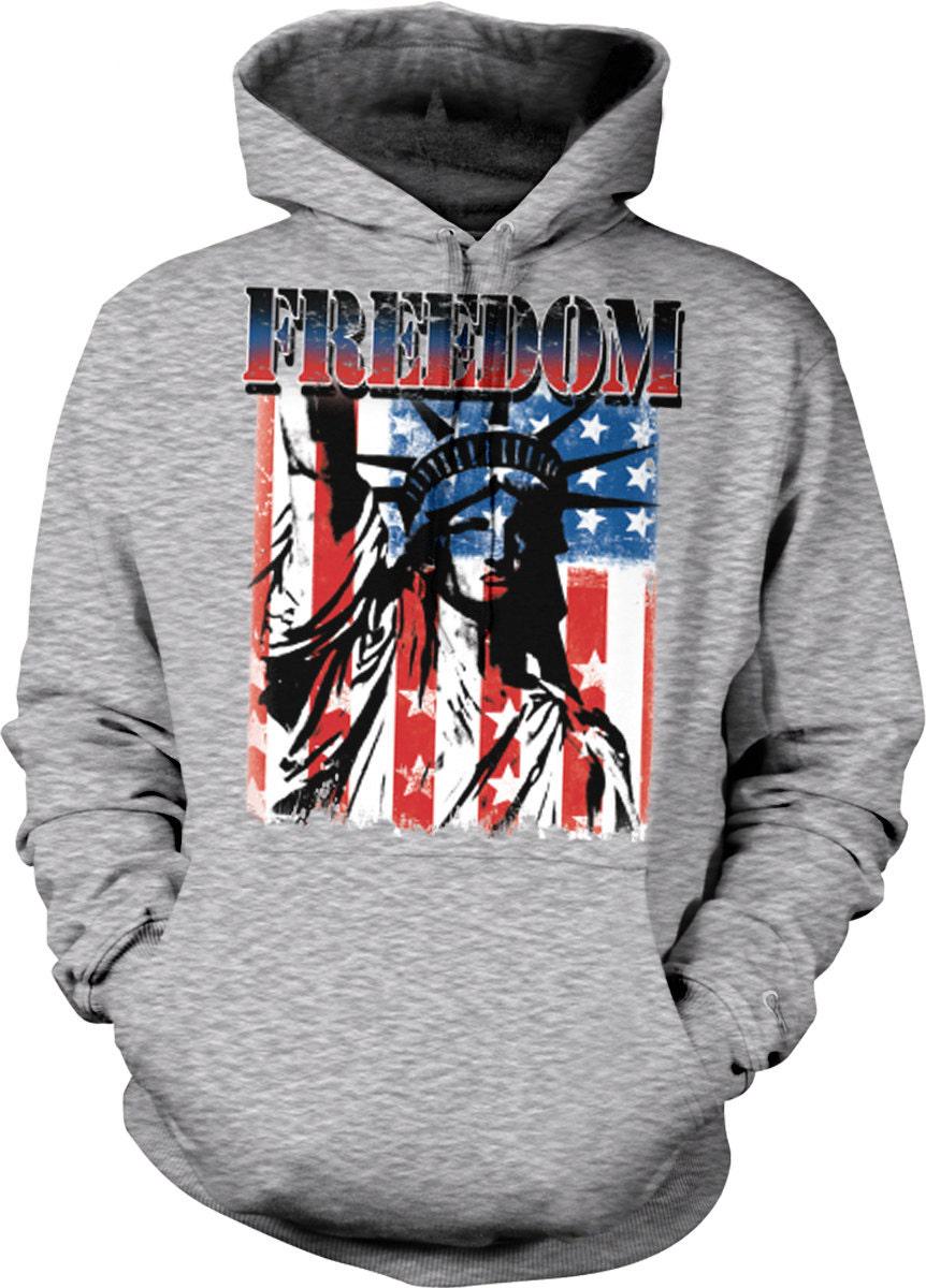 USA Hooded Sweatshirt - Patriotic Hoodie With Statue Of Liberty Design | Cotton Blend Comfort