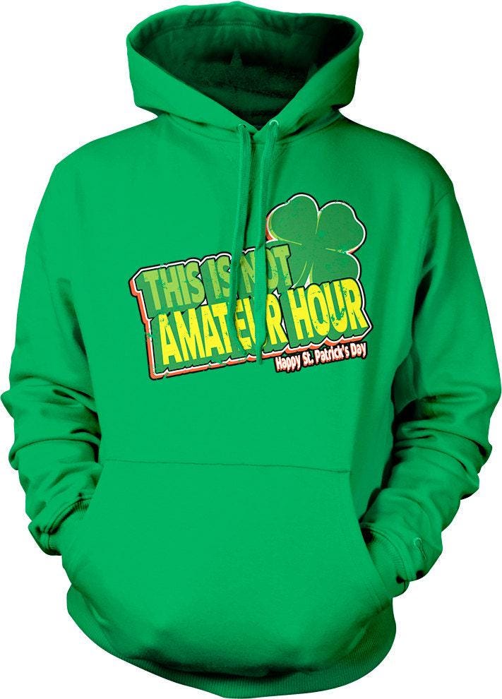 Beer Drinking Hoodie - St Patricks Hoodie With Lucky Clover Design Unisex Cotton