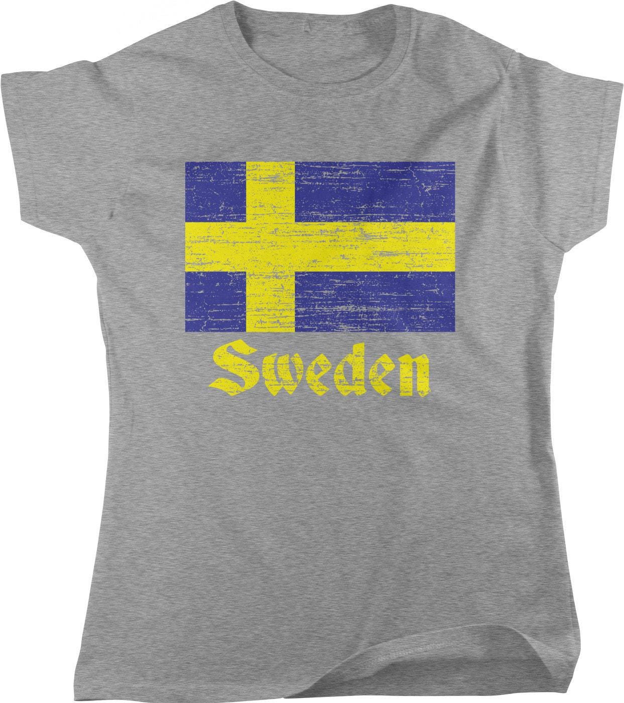 Swedish Flag T-Shirt - Women's Blue Yellow Tee With Full Cut Fit & Cotton Comfort