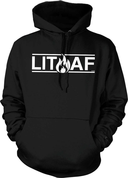 Cozy Cotton Sweatshirt - Double Ply LIT AF Hood, Pouch Pocket & Durable Seams
