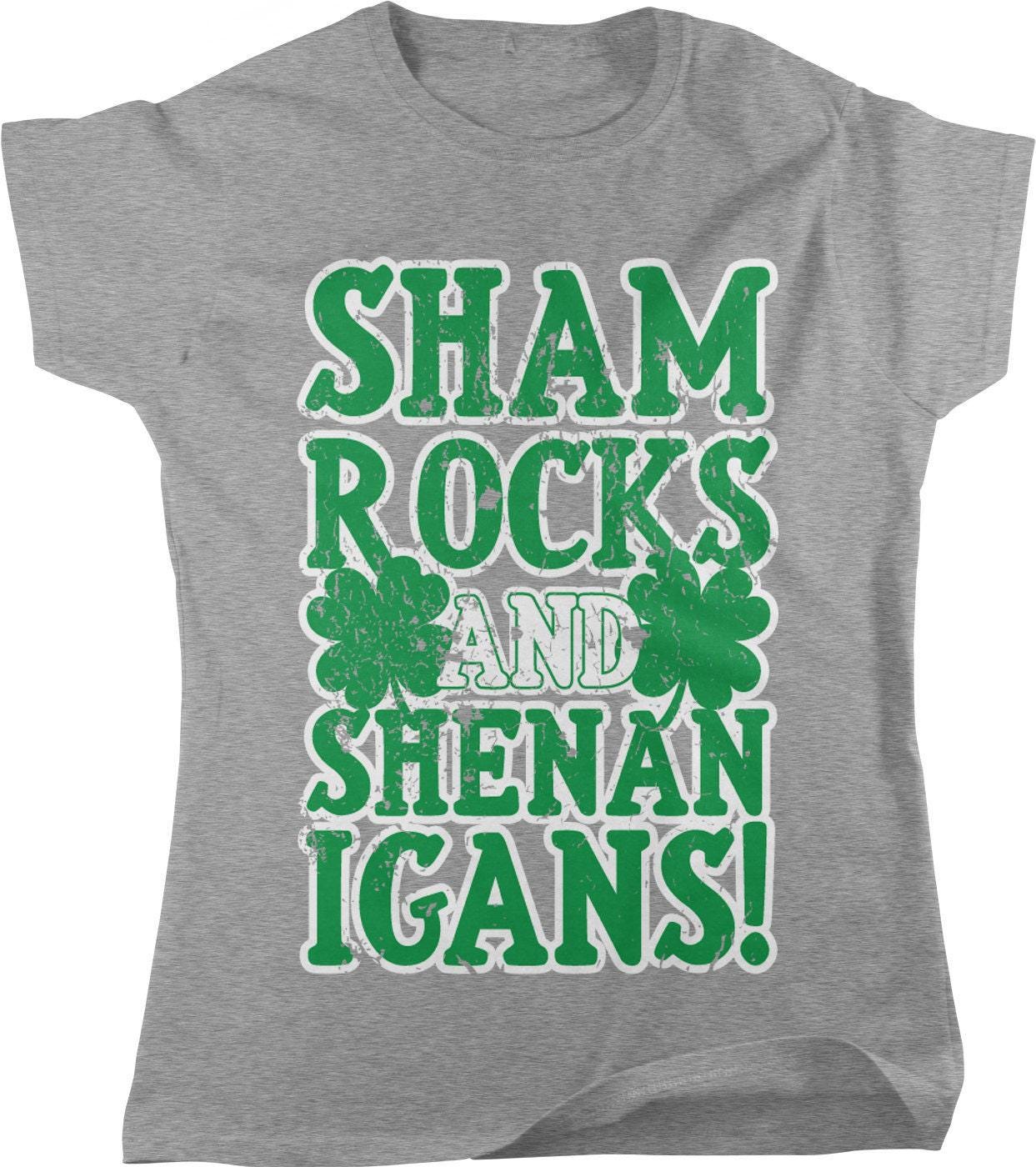 St Patricks Day T-Shirt - Womens Casual Cotton Tee With Shamrocks And Beer