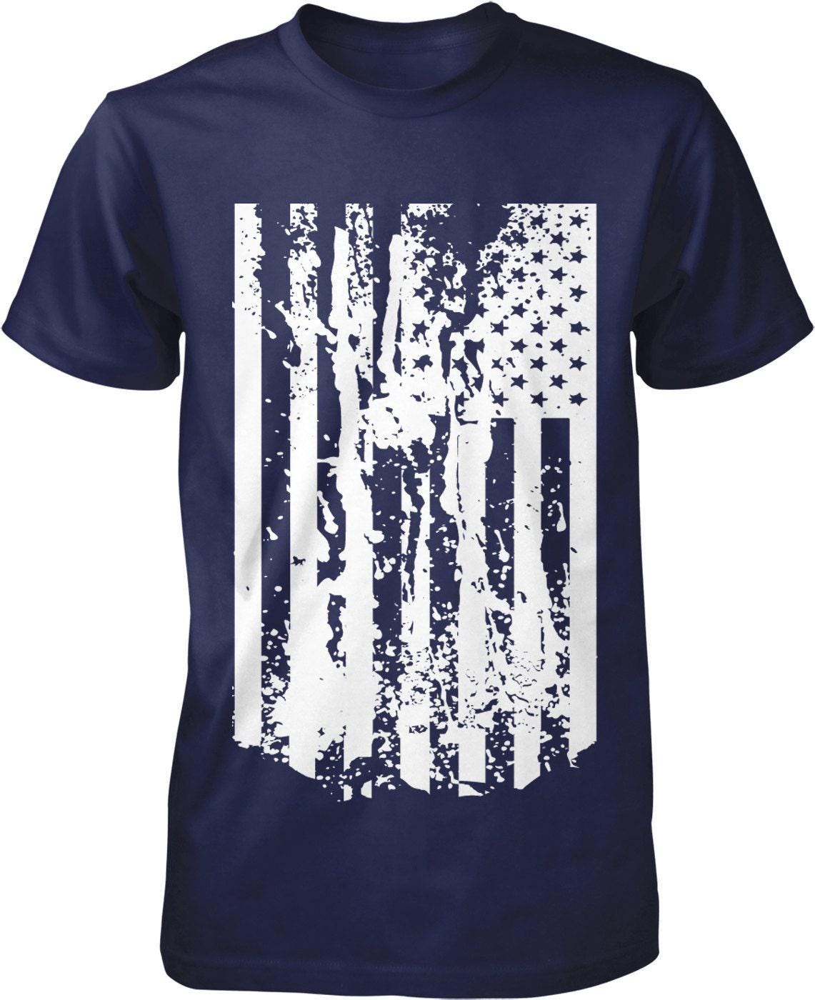 Distressed US Flag T-Shirt - Patriotic Men's Tee | Made in USA Cotton Shirt