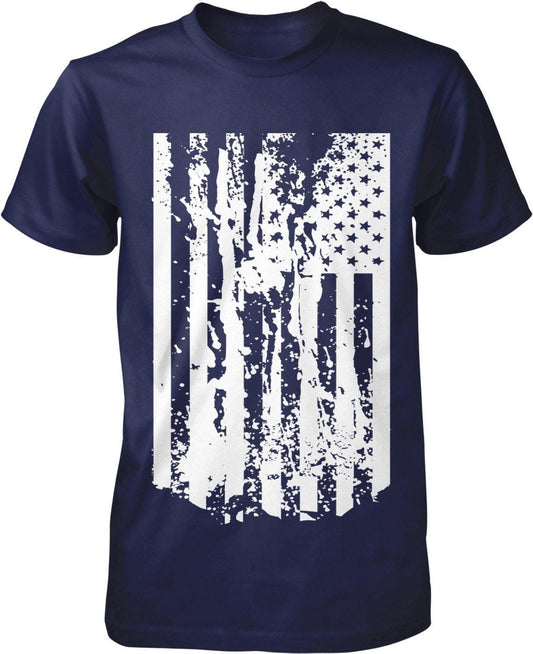 Distressed US Flag T-Shirt - Patriotic Men's Tee | Made in USA Cotton Shirt