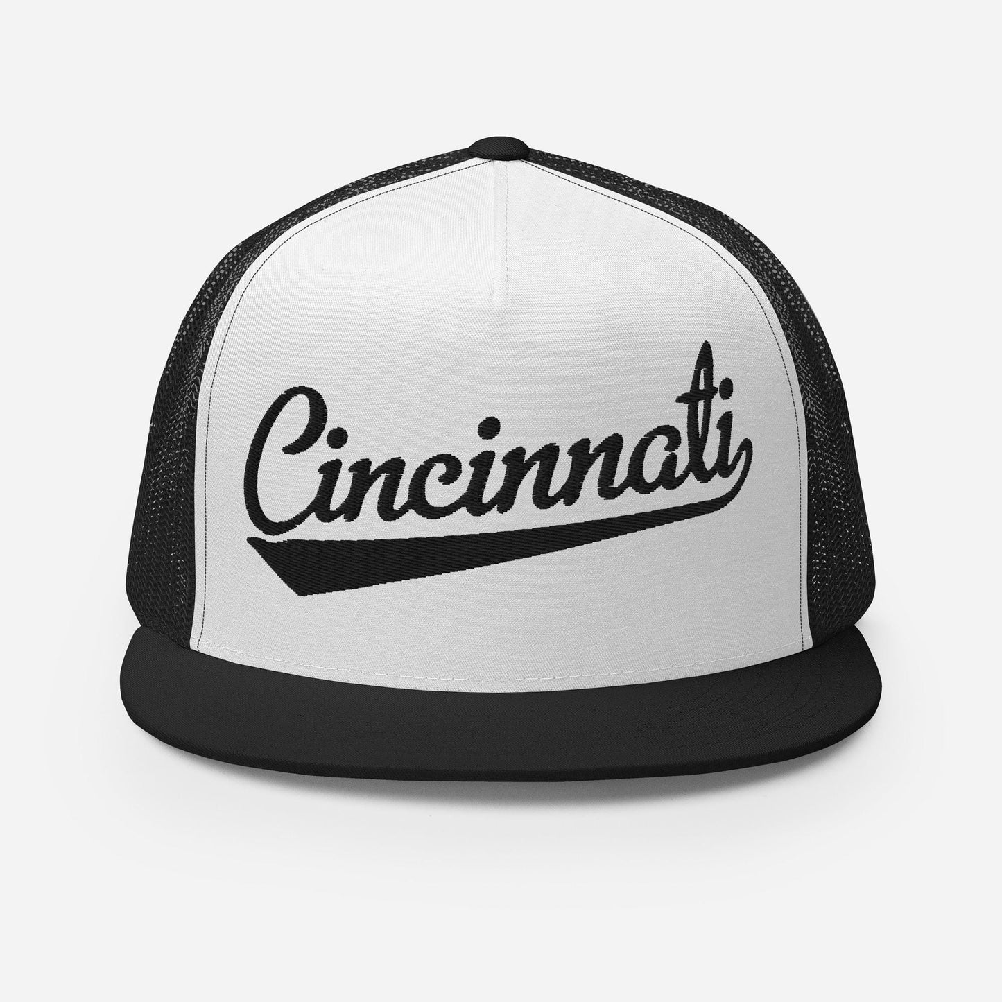 Snapback Trucker Hat - Cincinnati Baseball Hat with Custom Thread Colors & Five Panel Design