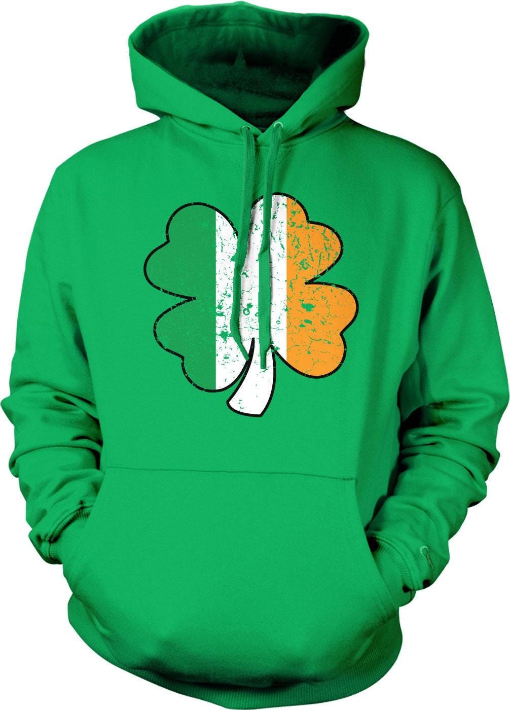 Irish Shamrock Hoodie - Four Leaf Clover Lucky Unisex Green Sweatshirt