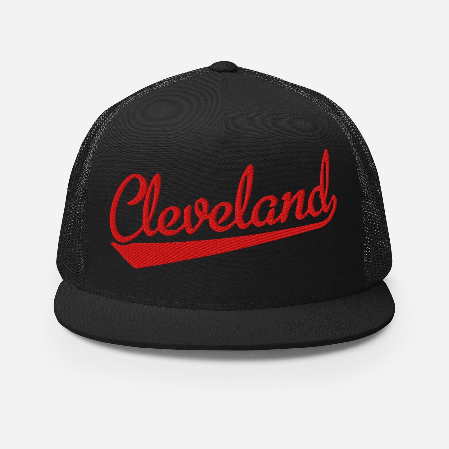 Cleveland Snapback Hat - Adjustable Flat Bill Five Panel Trucker Cap