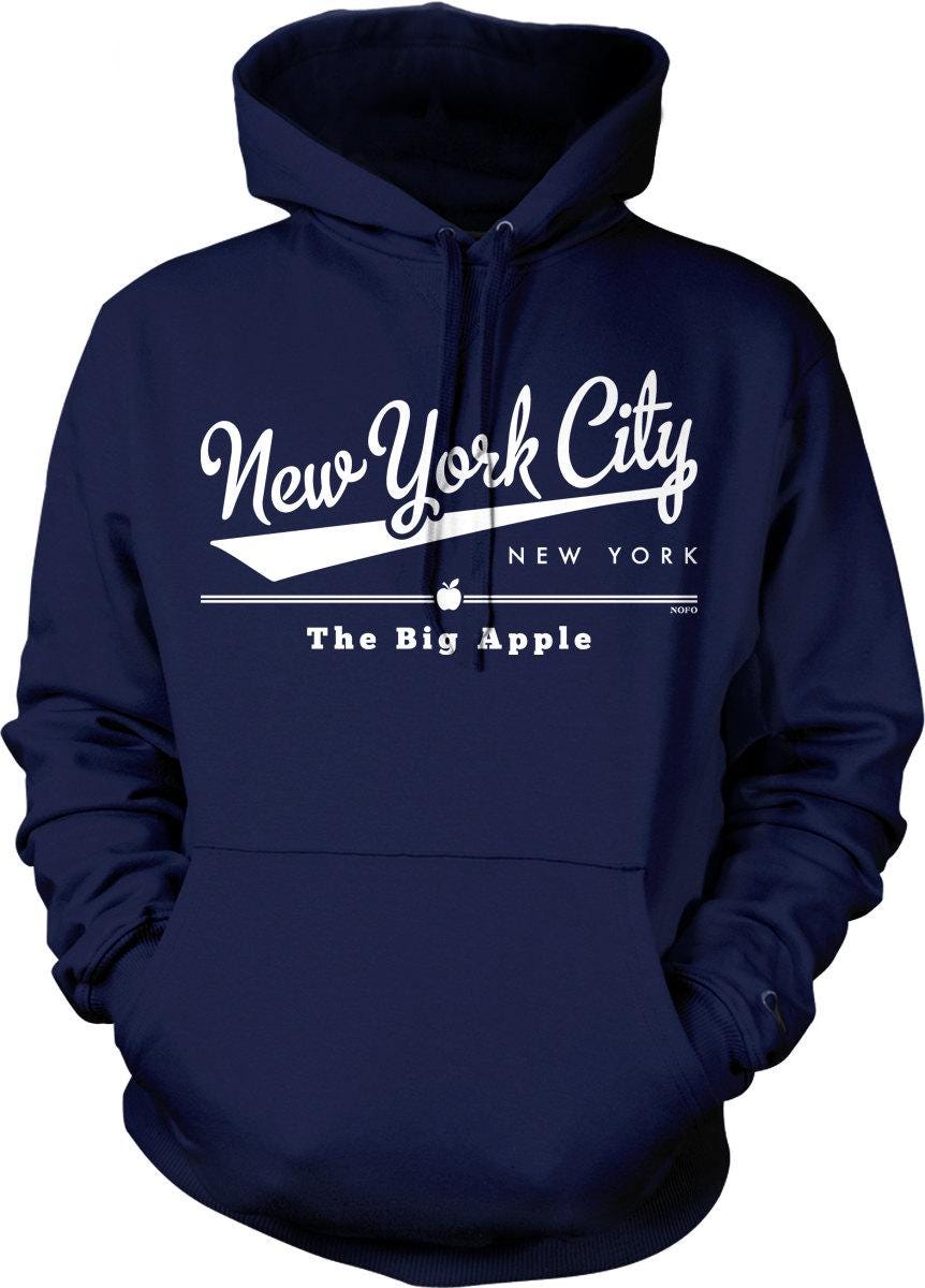 Big Apple Hoodie - NYC City Sweatshirt With Cotton Blend Fabric & Pouch Pocket