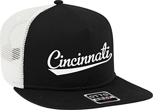 NOFO Clothing Co Cincinnati Script Baseball Font Snapback Trucker Hat, Black/White