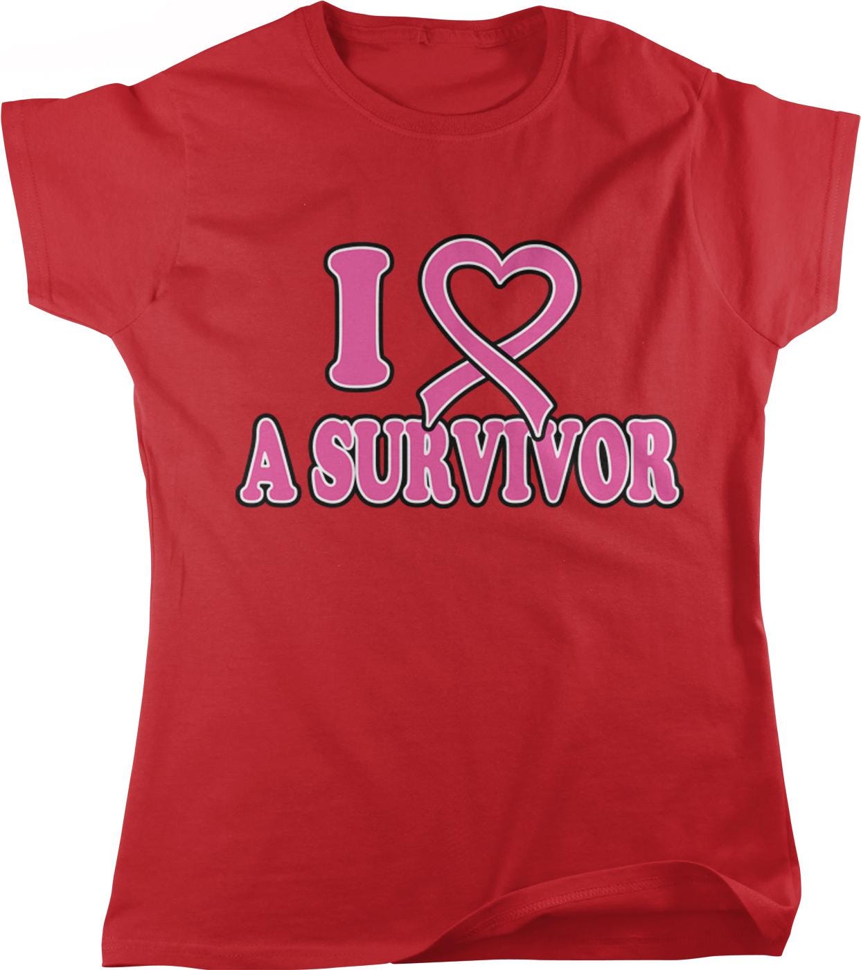 A red t-shirt with the text "I ♥ A SURVIVOR" printed on it.