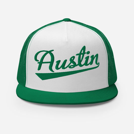 Austin Snapback Hat - Five Panel Trucker Cap with Custom Thread Colors & Flat Bill
