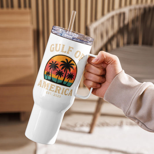 gulf of america est. 2025 maga Travel mug with a handle
