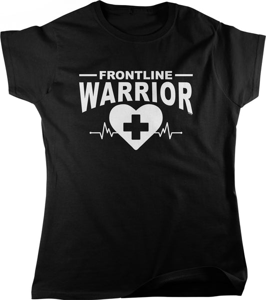 A black t-shirt with white text and a heart symbol, which appears to be a design related to healthcare or medical themes.