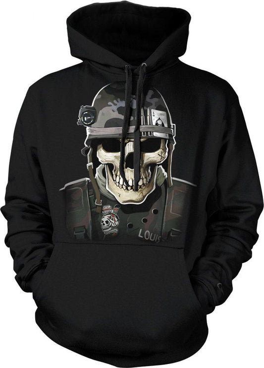Military Skull Hoodie - Ace of Spades Sweatshirt | Veteran Gift & Durable Cotton Blend