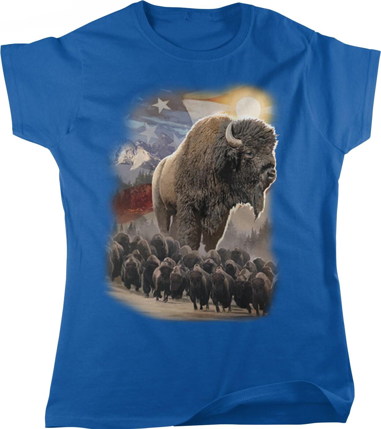 Buffalo Herd T-Shirt – Women's Western Tee Featuring American Bison Design