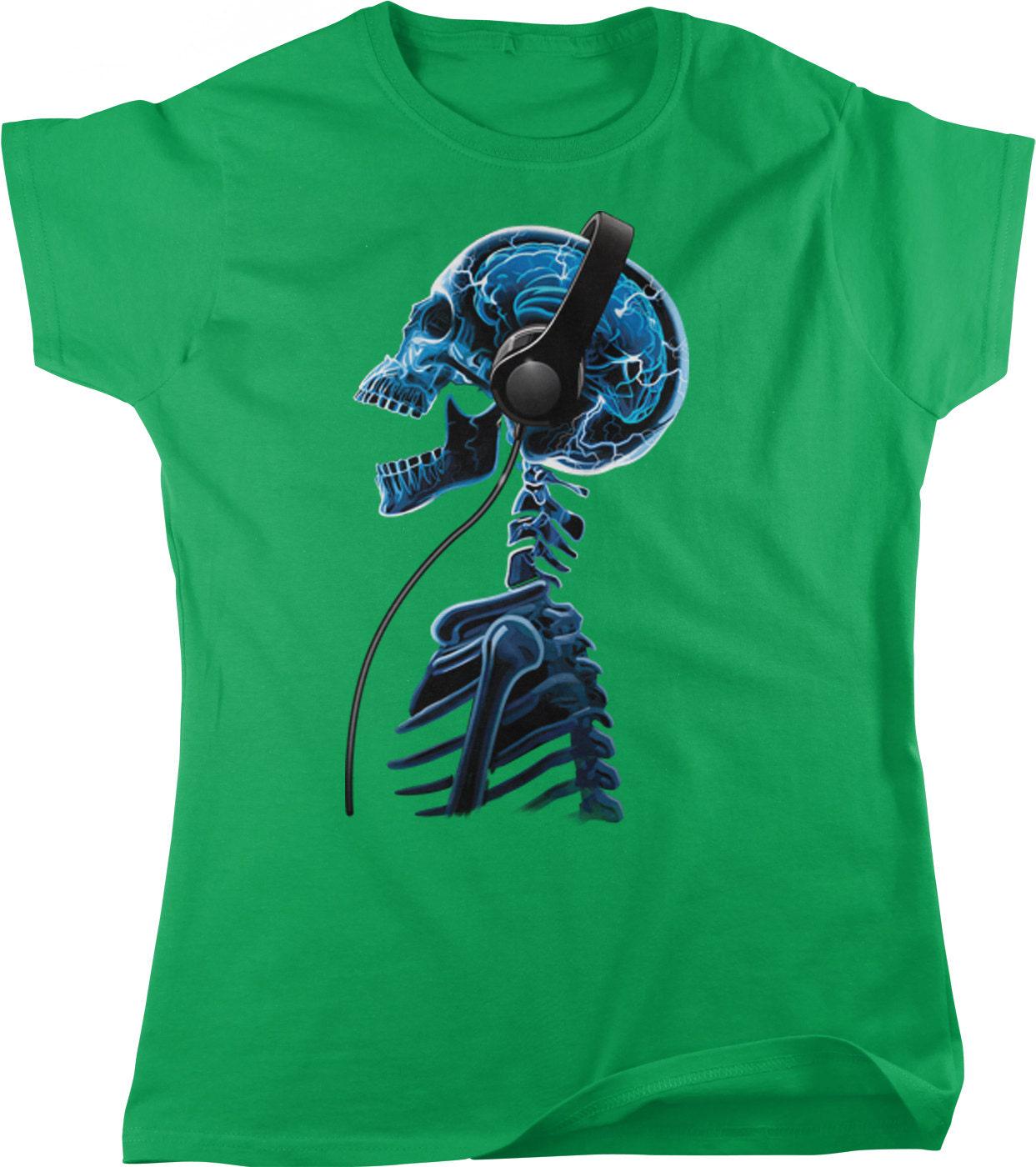 Electric Skull T-Shirt - Women's Graphic Tee With DJ Skull Headphones Design