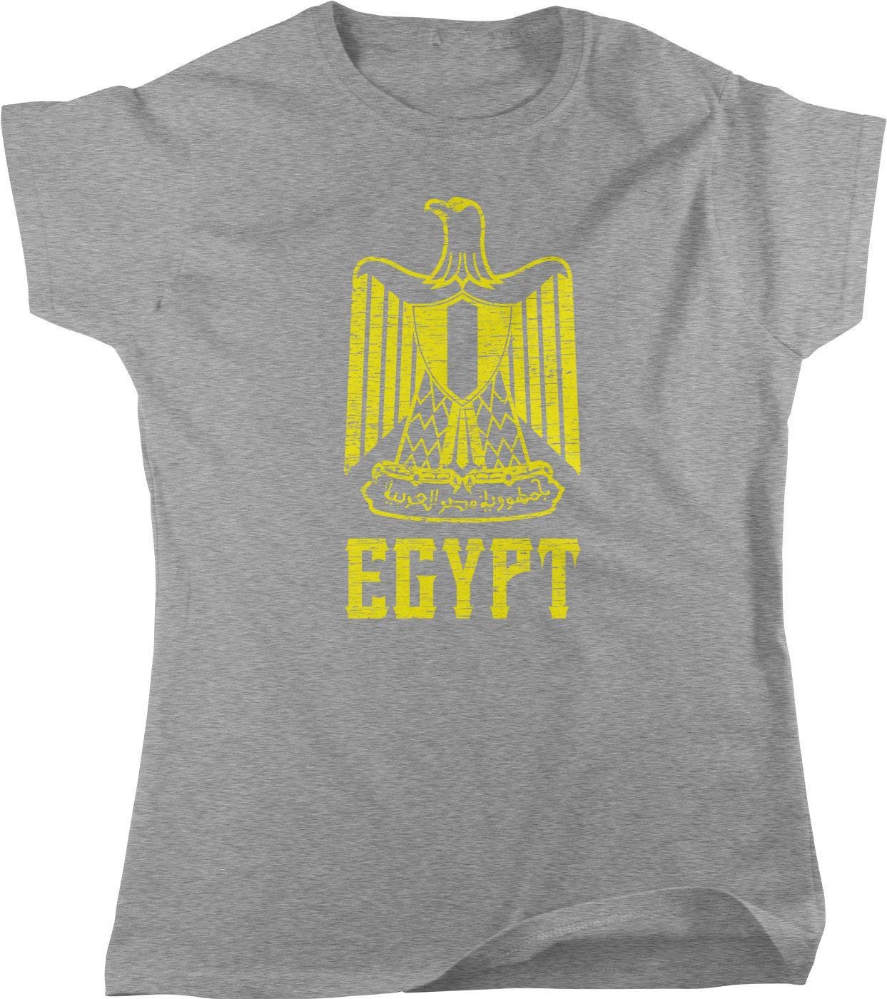 Egyptian Eagle T-Shirt - Women's Graphic Tee with Golden Saladin Emblem, Pre-Shrunk Cotton