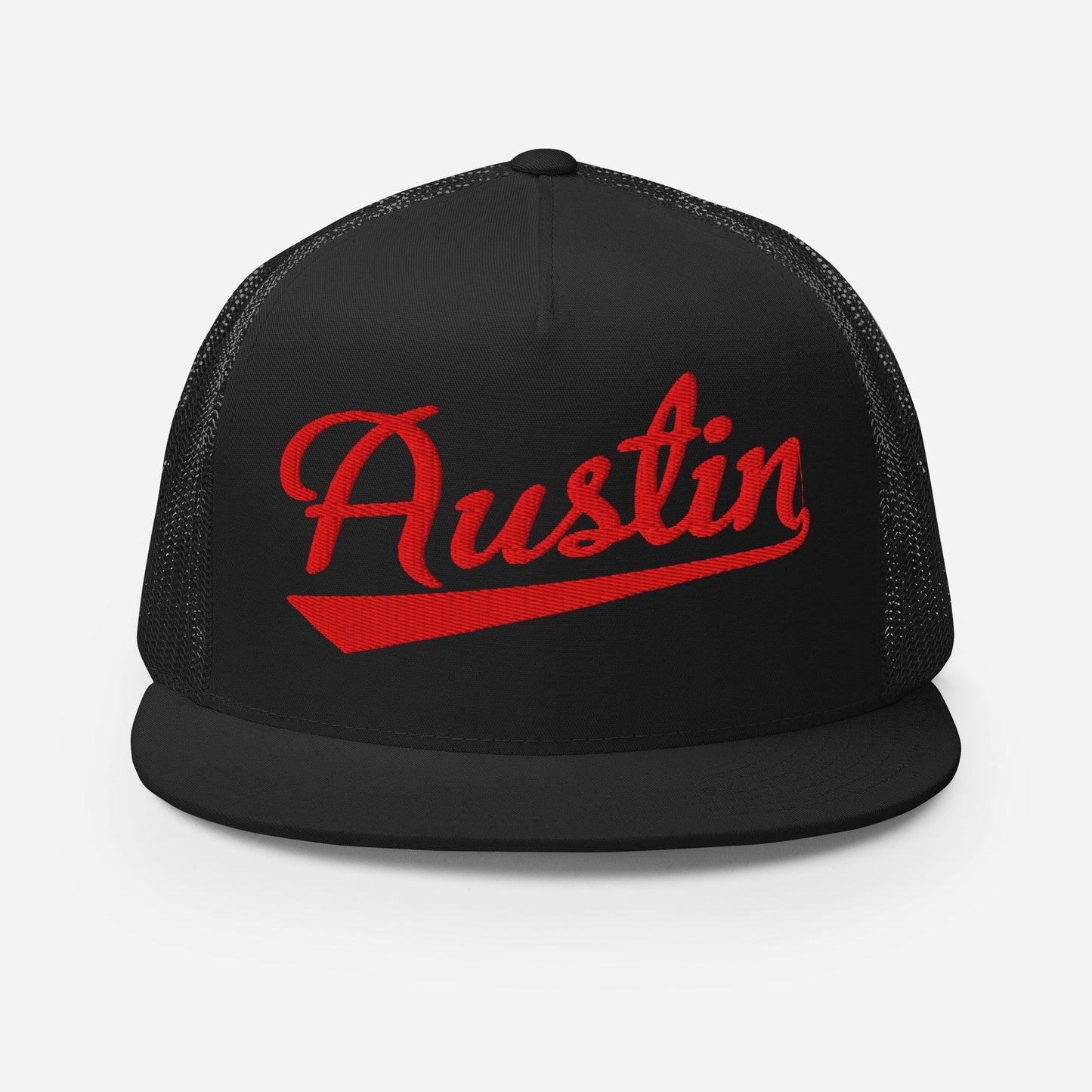 Austin Snapback Hat - Five Panel Trucker Cap with Custom Thread Colors & Flat Bill