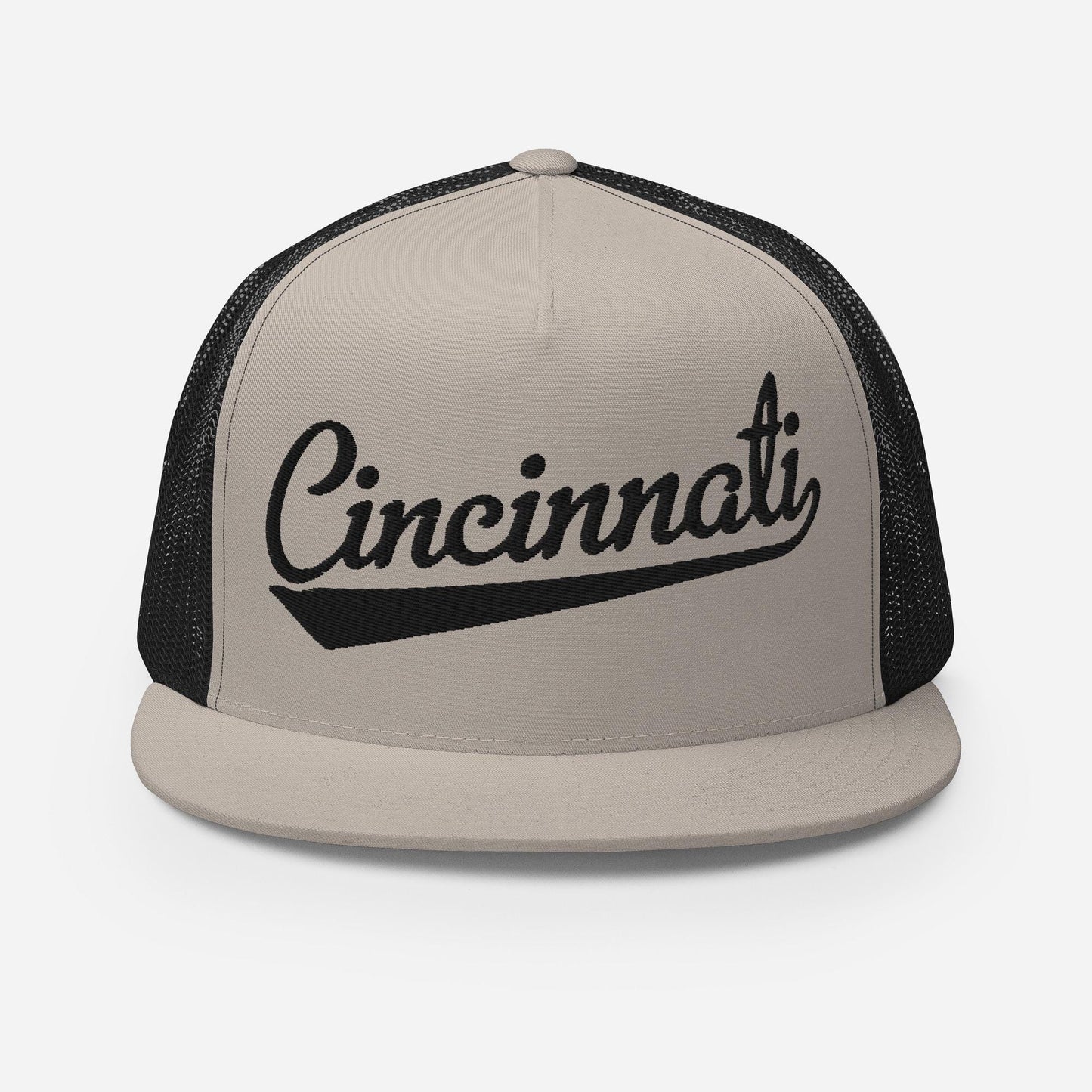Snapback Trucker Hat - Cincinnati Baseball Hat with Custom Thread Colors & Five Panel Design