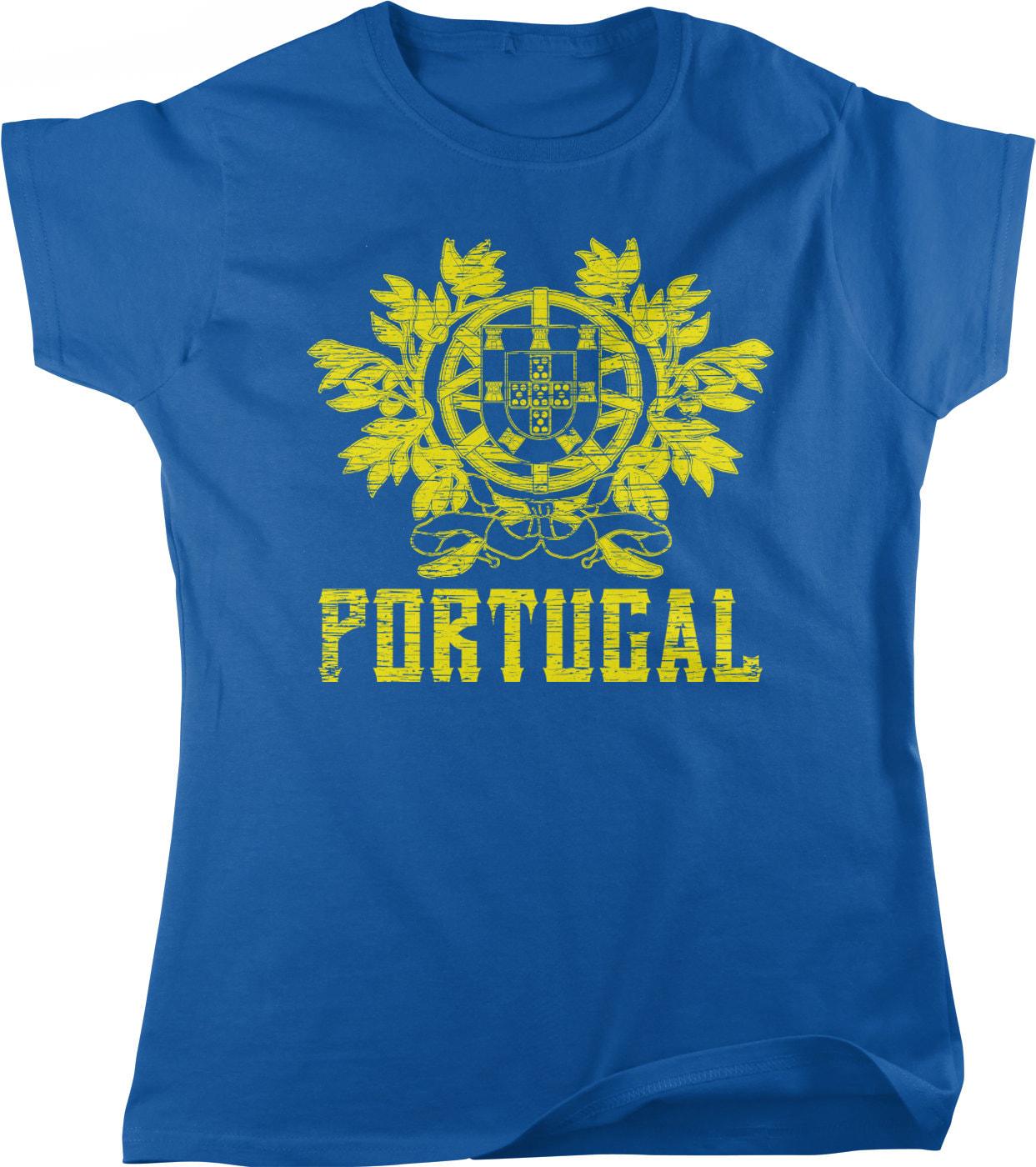 Portuguese Women's T-Shirt – Portugal Coat of Arms Cotton Tee With Henry of Burgundy Emblem