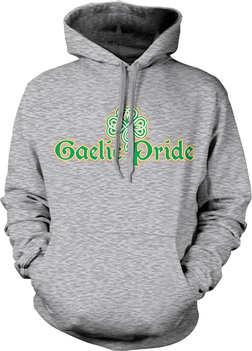 Gaelic Shamrock Sweatshirt – Lucky Shamrock Hoodie With Pouch Pocket & Soft Cotton Blend