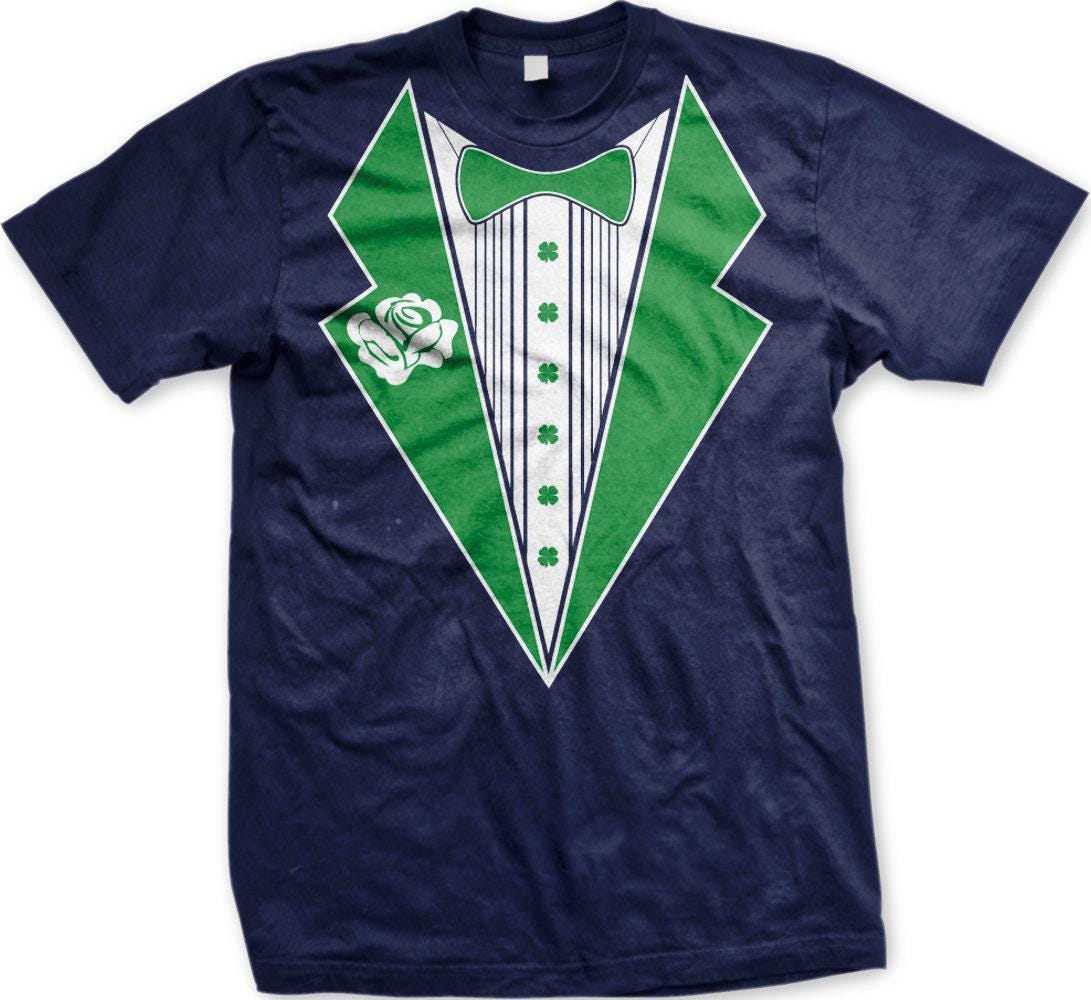 Irish Pride T-Shirt - Shamrock Bowtie & Four Leaf Clover Tee | Men's Cotton