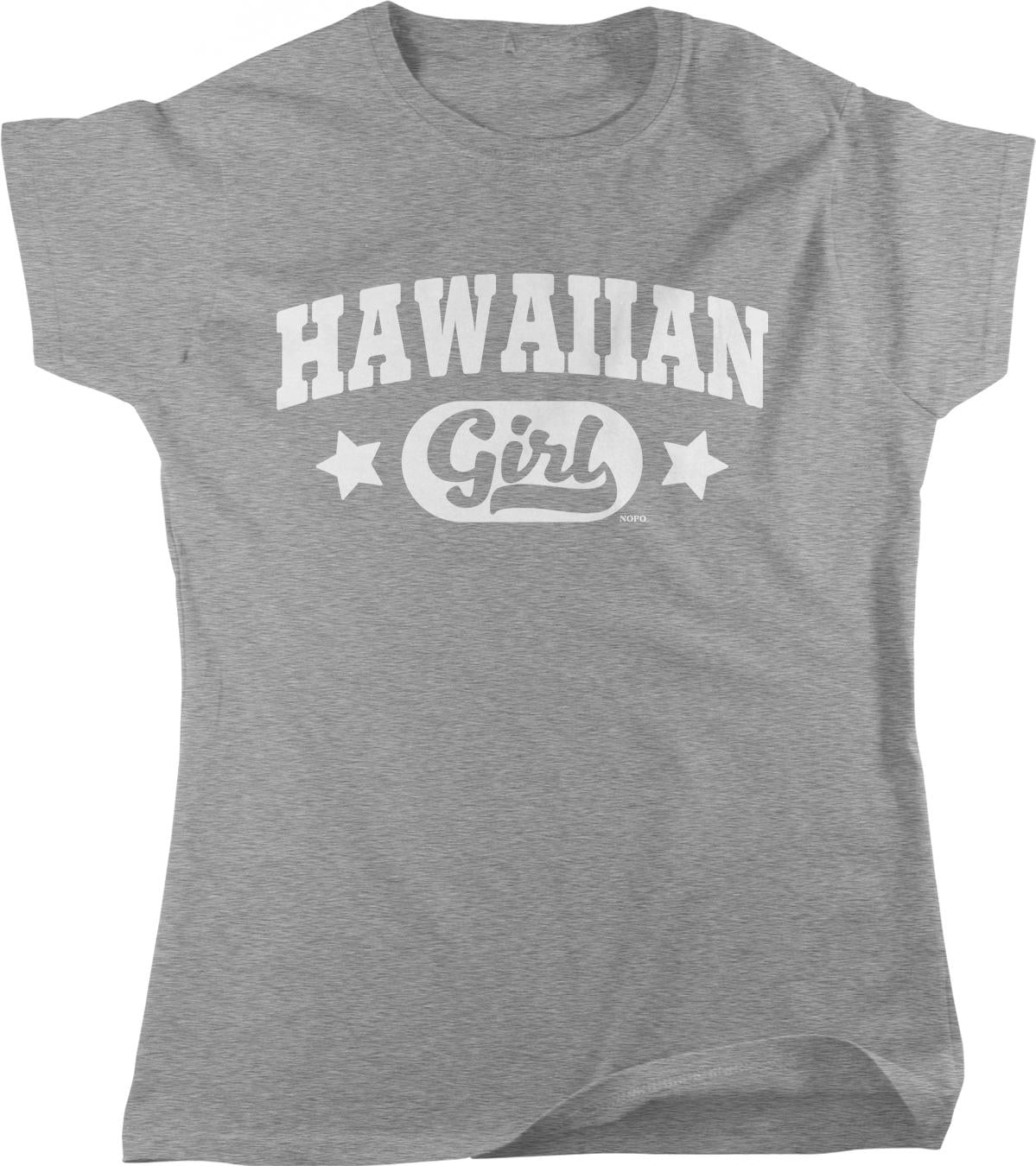 A gray t-shirt with the text "HAWAIIAN Girl" printed on it.