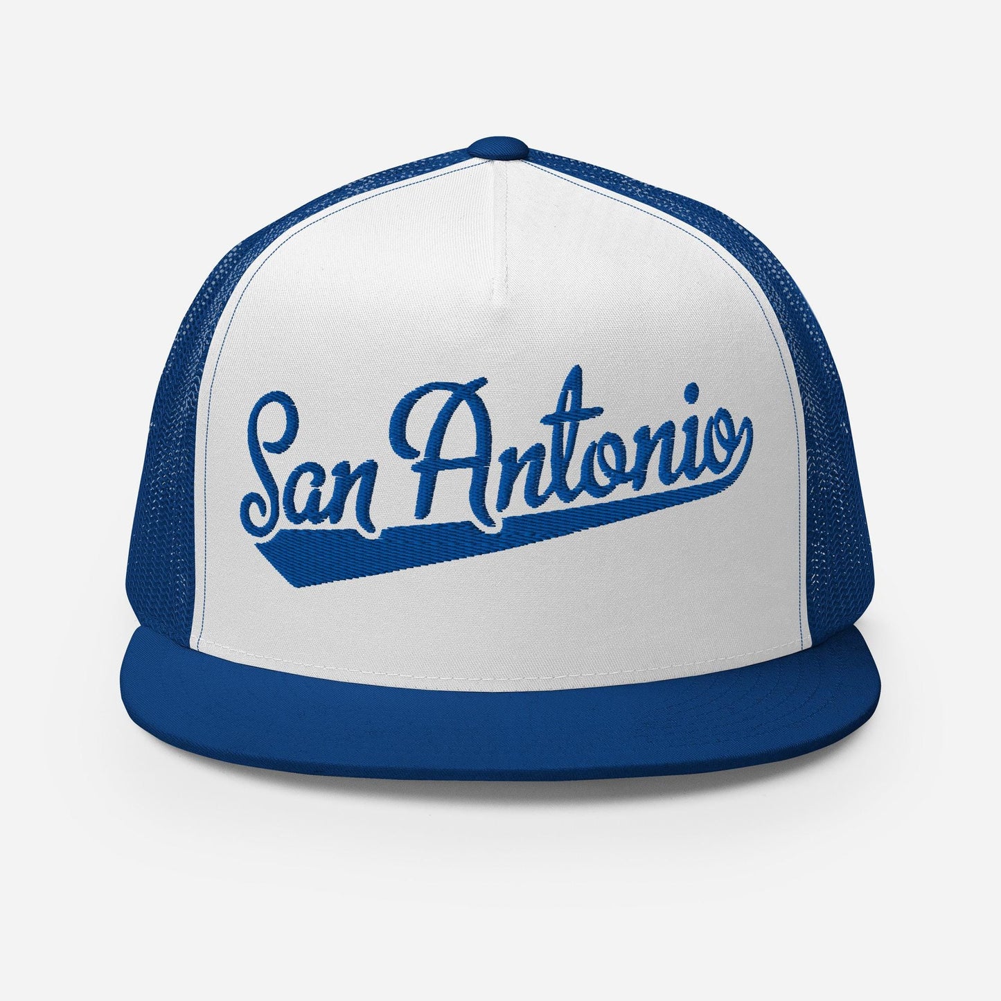 Snapback Trucker Hat - San Antonio Baseball Font Cap | Adjustable Flat Visor