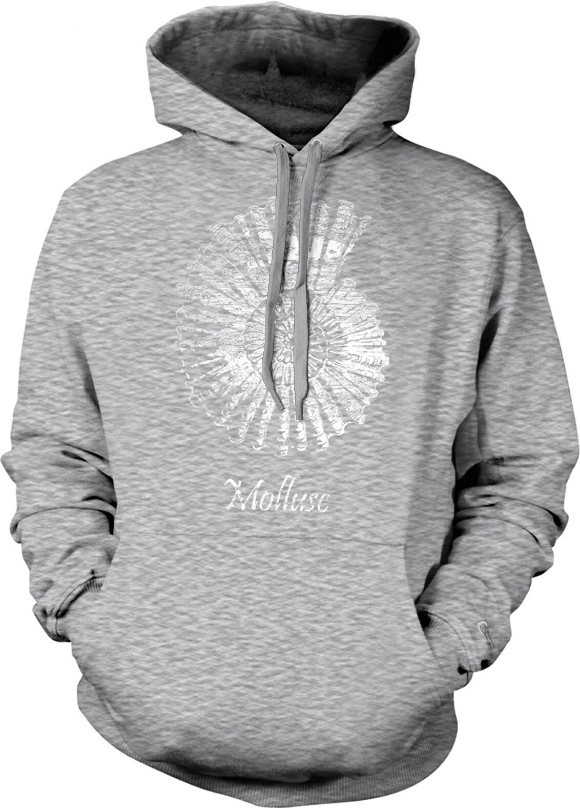 Shimmery Hooded Sweatshirt - Mollusc Print Pouch Pocket Hoodie With Double Ply Hood