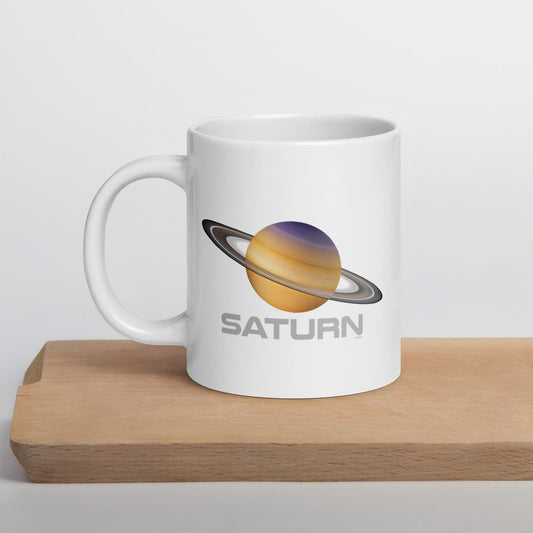 Planet Saturn White glossy mug