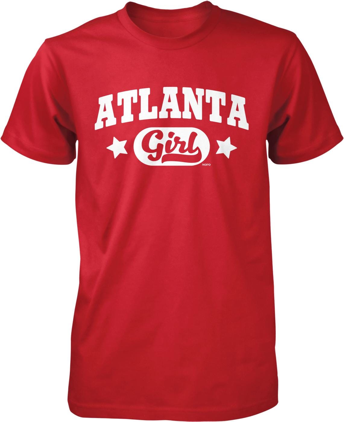 A red t-shirt with the text "ATLANTA Girl" printed on it.