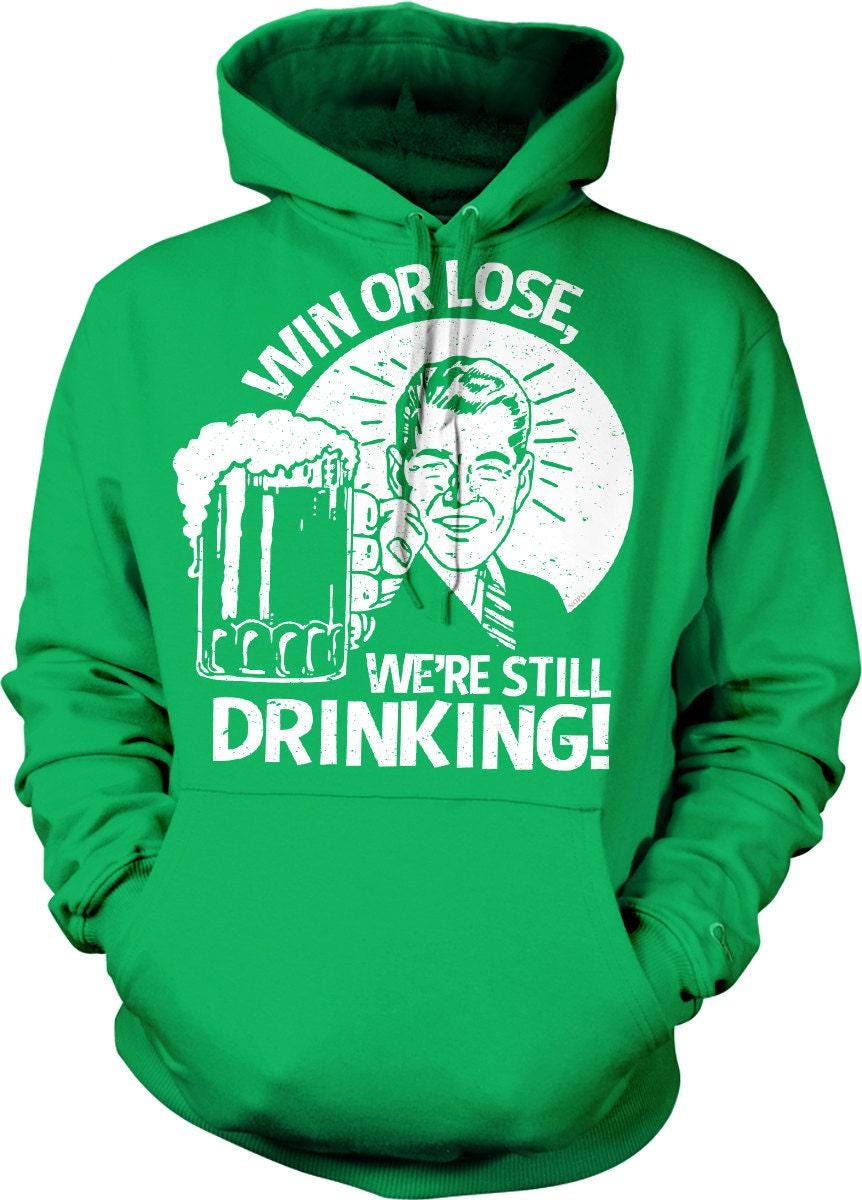 Drinking Hooded Sweatshirt – Comfortable Cotton Blend Pouch Pocket Hoodie
