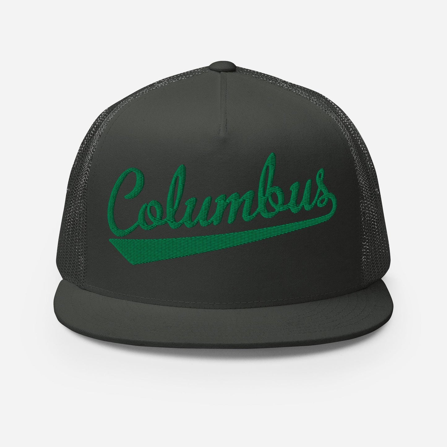 Snapback Trucker Hat - Columbus Script Baseball Cap With Flat Bill Design