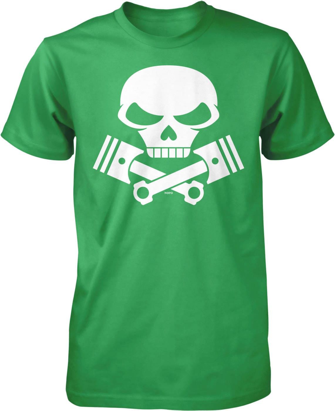 Motorcycle Engine T-Shirt - Skull And Pistons Durable Cotton Tee For Bikers