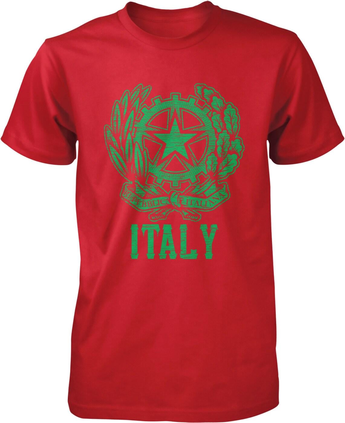 Italy Coat Of Arms Men's Soccer Tee – Italian Heritage Shirt With Olive Branch Emblem