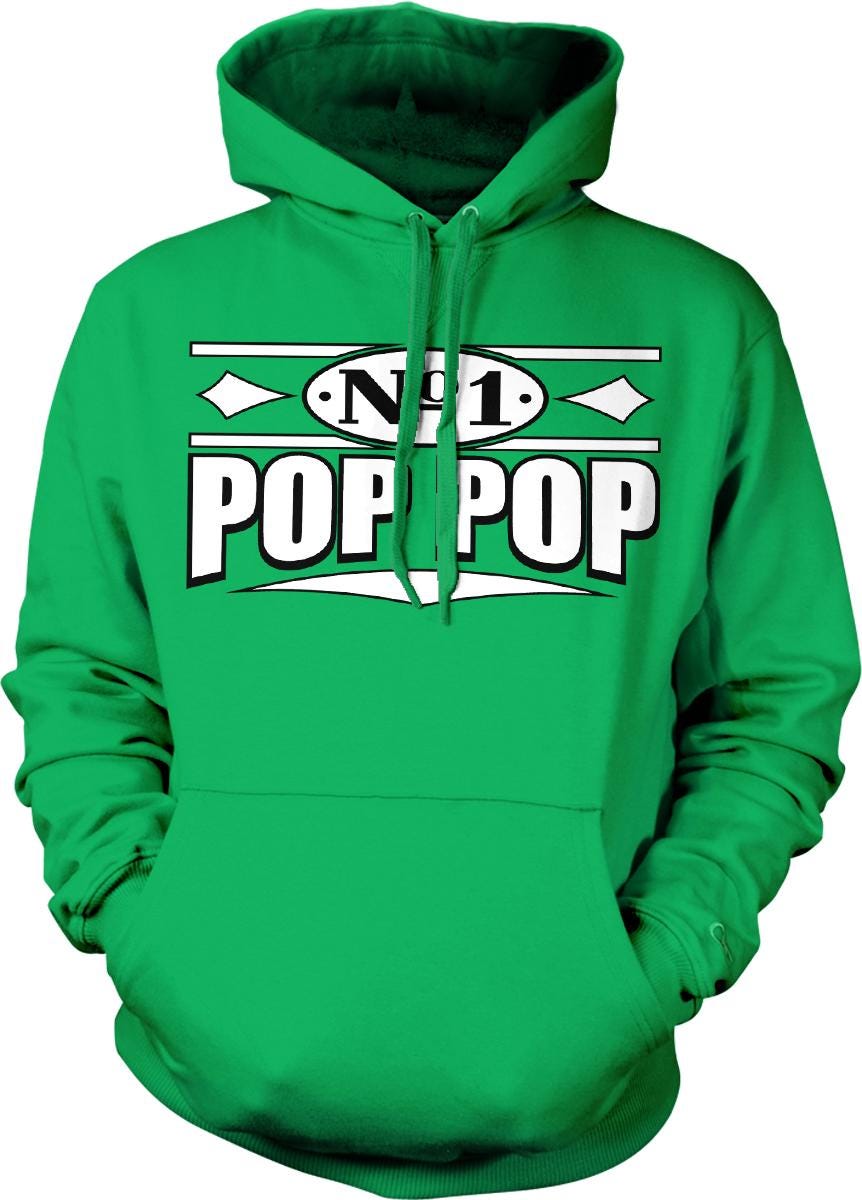 A bright green hoodie with the text "No 1 POPPOP" printed on it.