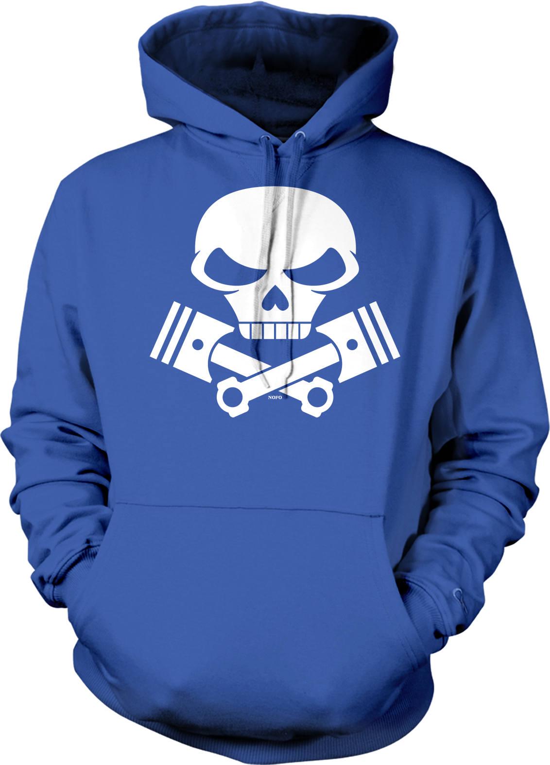 Motorcycle Engine Hoodie - Skull and Pistons Sweatshirt With Durable Cotton Blend